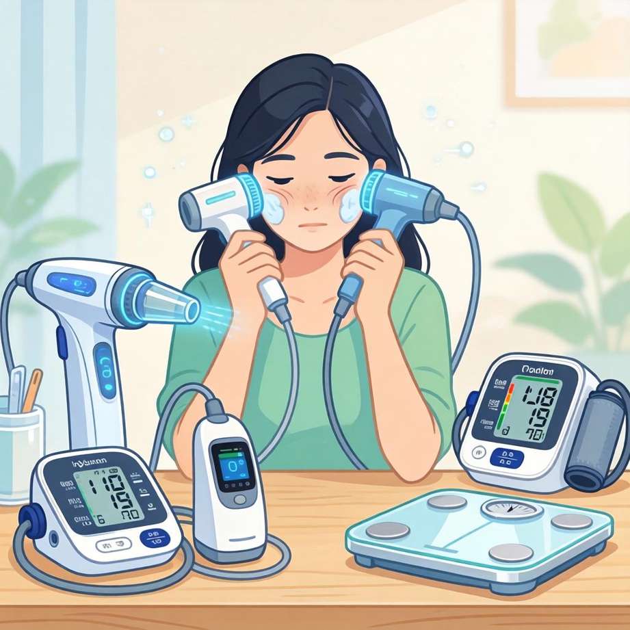 除了日常护理，家用美容仪和健康监测设备也可以帮助我们科学应对水肿问题。以下是一些推荐的产品：