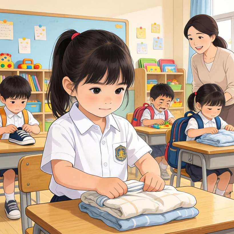 近日，一则关于幼儿园自理比赛的现象引发广泛关注——一个看似不慌不忙的女孩，凭借独特的