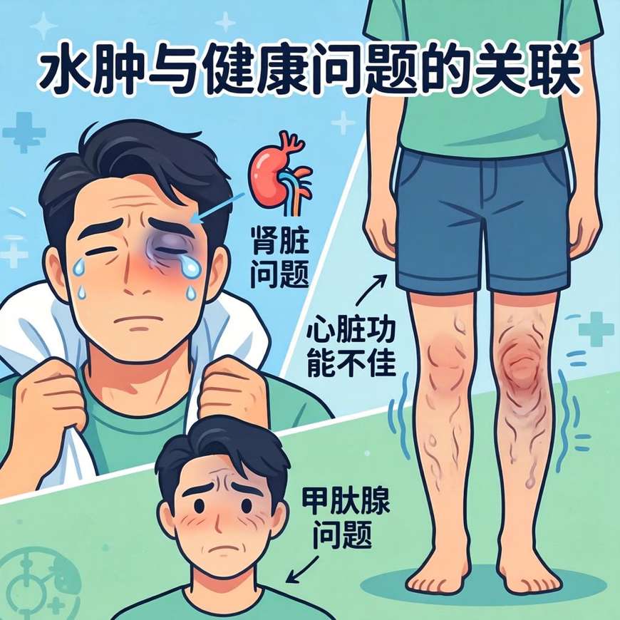 值得注意的是，水肿的位置往往能揭示潜在的健康问题。医学研究表明，早晨出现的“肿眼泡”可能与肾脏问题相关；下肢水肿且活动易累，则可能是心脏功能不佳的体现；而面部、四肢的水肿，则需排查甲状腺功能。吴京此次