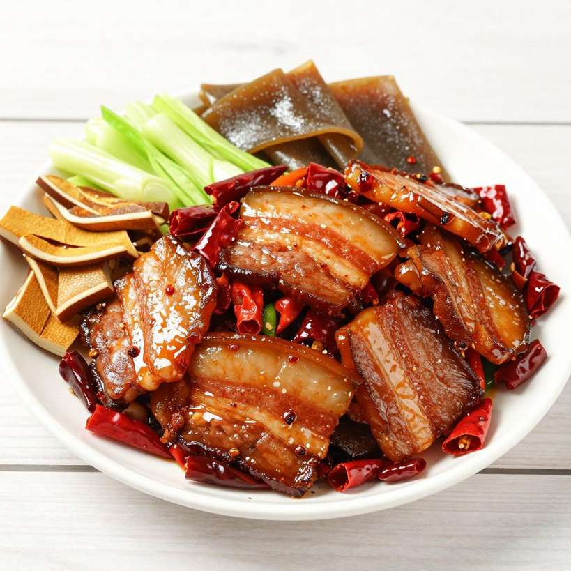 重庆回锅肉则更显“霸道”。为了追求肉质的焦脆感，重庆人发明了“旱蒸”技法替代水煮，锁住肉汁后再猛火爆炒，加入干辣椒甚至泡椒，辣味更加直接。重庆厨子做菜不拘一格，配菜可以是豆干、苕皮，甚至是包包白，一切