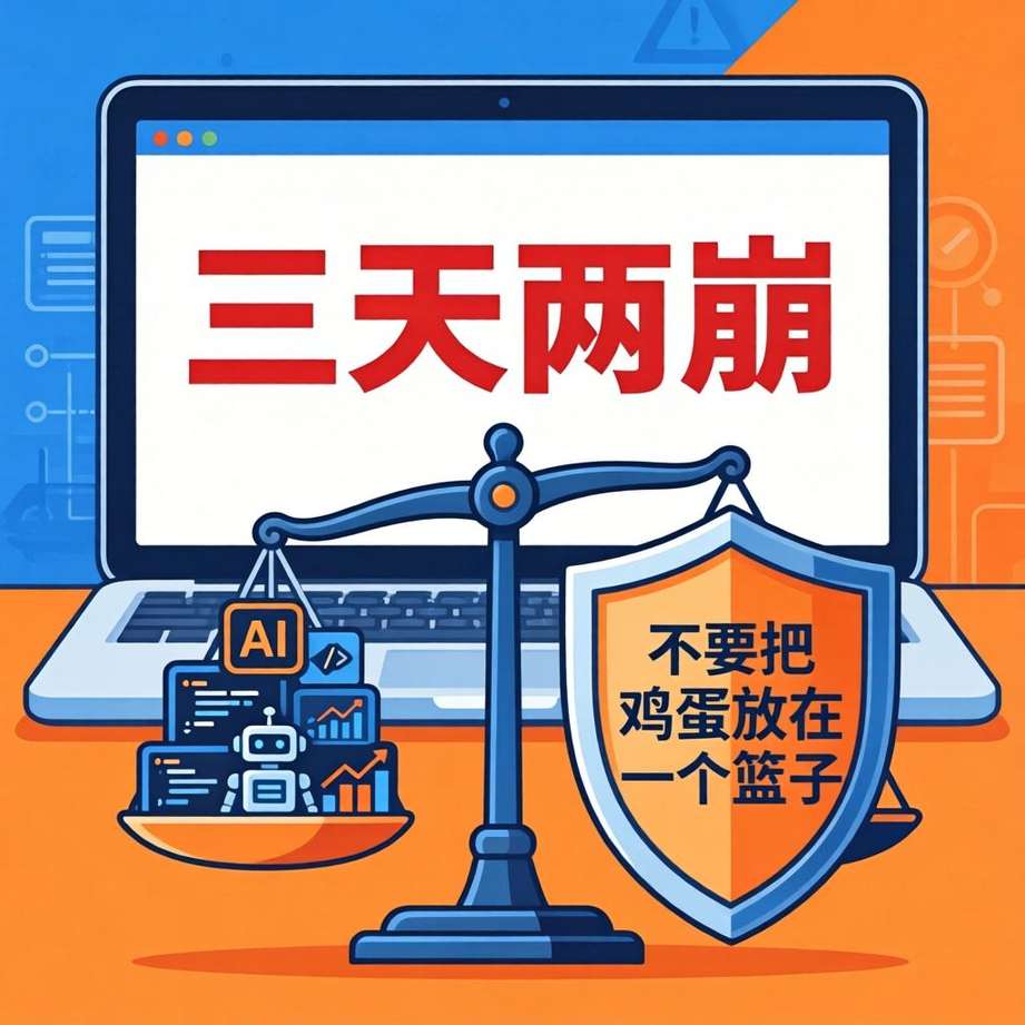 对于我们普通用户，尤其是那些将AI工具融入日常工作、学习和创作的深度用户来说，“三天两崩”的事件无疑敲响了警钟：不能将鸡蛋放在一个篮子里。 基于这次事件，我想从用户视角分享几个实用的“避坑”思路：
