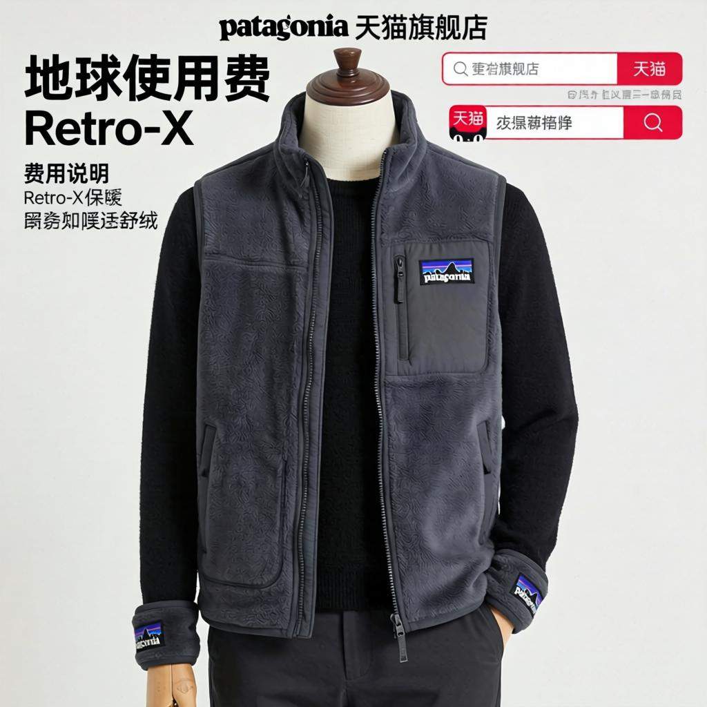 上个月，我在Patagonia的天猫旗舰店看中了一件经典的Retro-X抓绒马甲。下单时，购物车里除了商品价格，赫然多出了一项名为“地球使用费”的费用：首件15元，每增加一件再加5元。页面上的小字解释