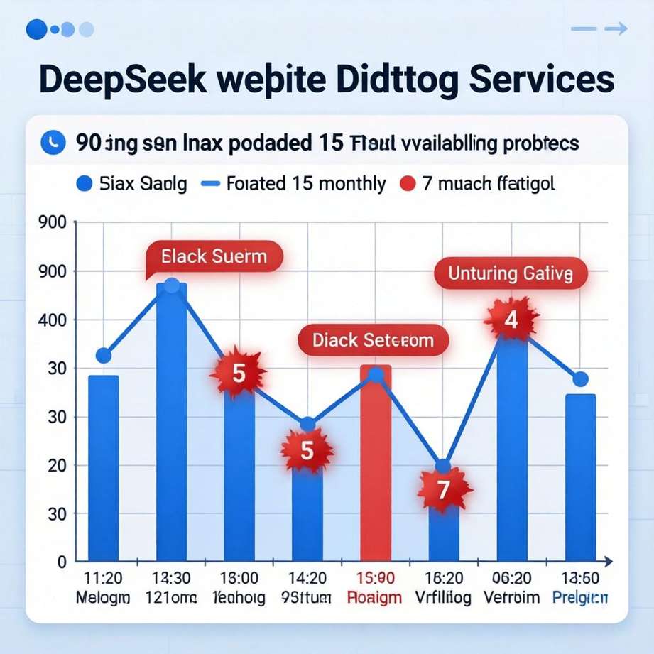 核心数据: 根据官方监测,过去90天内DeepSeek网页对话服务已出现5次故障,过去15个月内累计发生至少7次显著服务中断。尽管过去30天整体可用性为98.61%,但高频次的“崩溃”对用户体验造