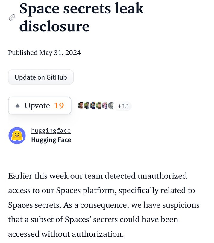 世界最大开源 AI 社区 Hugging Face 曝安全漏洞：部分用户密钥泄露(图1)