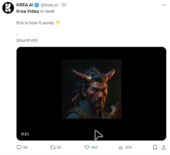 Krea AI正式发布视频生成功能 可自定义视频首尾帧 - 众森 IT 新媒体资讯网